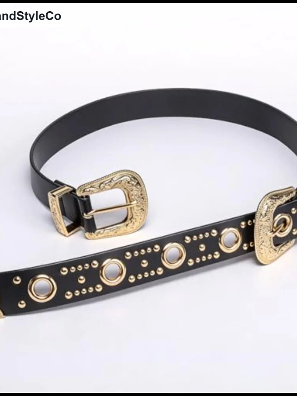 Leather Belt Women Vintage Western Double Buckle Adjustable Waistband